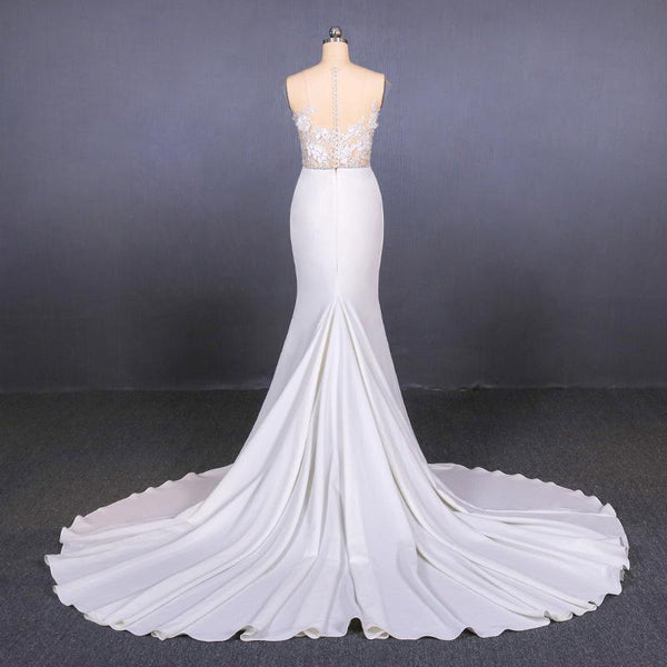 Mermaid Appliques Long Stunning Wedding Dress, Long Bridal Dresses DMQ19