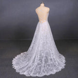 A Line Spaghetti Straps Long Elegant Wedding Dresses With Lace DMQ11