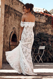 Off the Shoulder Lace Mermaid Wedding Dress, Cheap Bridal Dress DMP72