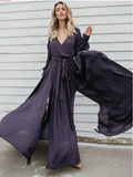 A-line Burgundy Long Prom Dresses Long Sleeve Simple Cheap Evening Dress DMR56