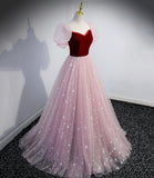 Princess A Line Tulle Pink Long Prom Dress, Formal Evening Dresses DMP175