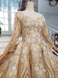 Stunning Ball Gown Long Sleeves Prom Dress, Pretty Quinceanera Dresses DMP64